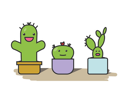 Proposed Characters for a language game for children. cactus children colorfull flat happy kids