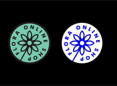 Flora(online shop) Logo Design blue branding design flat flower icon logo minimal