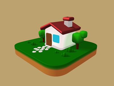 Mini 3D house 3d animation illustration ui