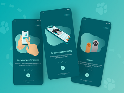 Pet Adoption App Onboarding Screens