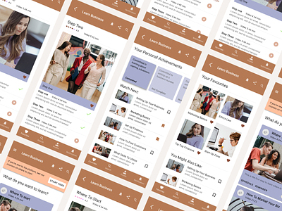 Mobile app design to learn about how to start a business.
