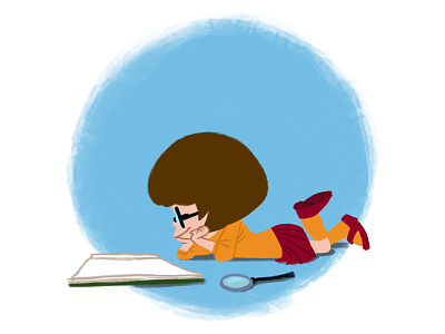 Velma likes to read character cute fanart illustration scooby doo sketch dailies velma