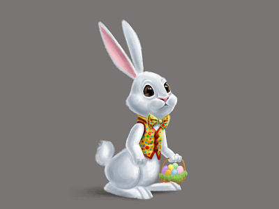 Easter Bunny basket bunny character easter eggs illustration rabbit