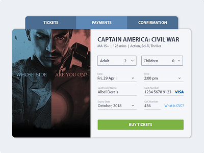 Daily UI #2 - Credit Card Checkout 002 checkout cinema cinema ticket credit card daily ui movie ticket ui