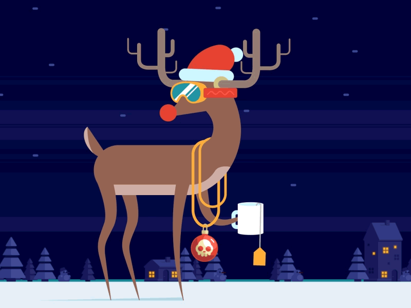 Rudolf Wag 2d after animation christmas deer holiday loop rudolf rudolph santa snow tea