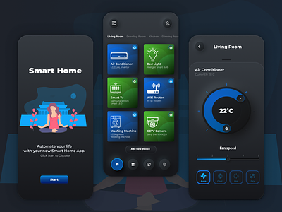 (Freebie) Smart Home Automation App using Neumorphism