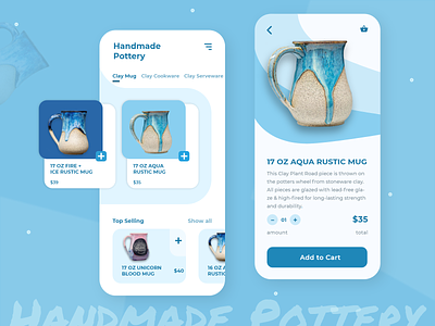 Handmade Pottery : Ecommerce App 2020 2020 trends app app design buy ecommerce figma illustration mobile mobile app mobile ui online shop product design sketch ui ui design uiux ux xd