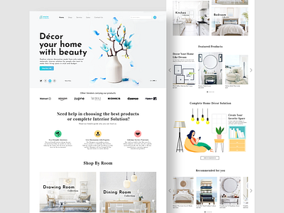 Home Decor Ecommerce Website decor design ecommerce furniture furniture app home home decor homepage interior design landing page minimal online shop online store room website