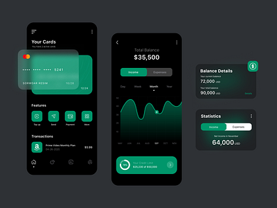 Fintech - Mobile Banking App (Dark Mode)