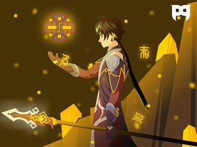 Zhongli from Genshin Impact character design game genshinimpact illustration vector