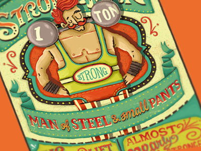 Dribbble Shot figure hand drawn hand lettering illustration lettering poster quirky strongman typography wonky