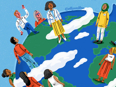 People around the world editorial globe illustration magazine map world
