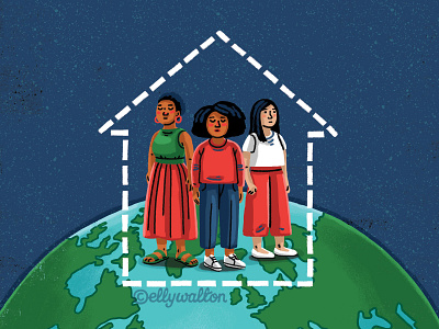 Finding Home earth editorial editorial illustration globe home illustration magazine magazine illustration website illustration