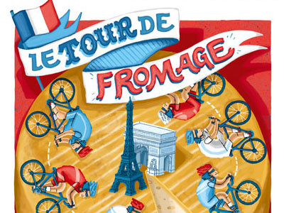 Tour De Fromage bike cycling cyclist drawing france french hand lettering lettering tour tour de france