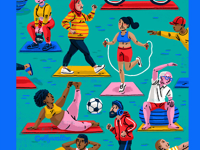 Exercising for everyone: Editorial illustration