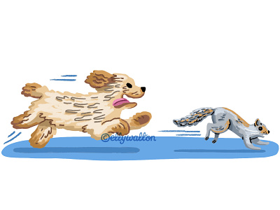 Petplan website illustration dog dog chasing dog illustration editorial editorial illustration illustration pet pets squirrel website illustration