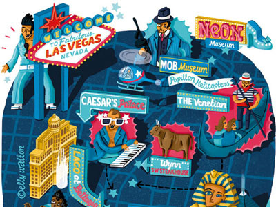 Vegas Map america cartography casino editorial elvis hotel illustration las vegas magazine map nevada usa