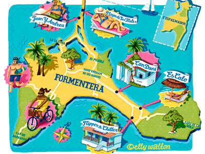 Illustrated Map of Formentera break cartography formentera holiday ibiza illustrated map illustration map spain trip vacation