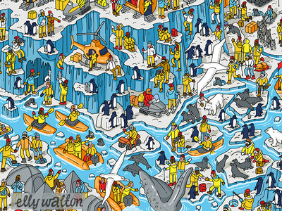 Nestle: Find Koko in Antarctica competition detail fun illustration puzzle wheres wally