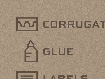 Packaging Icons box brown corrugated film flexible glue labels line icon lines soda can tape