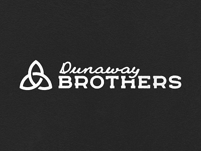 Dunaway Bros. - Round 2 black bold charcoal grit hand type irish logo rough shadow strong trinity knot white