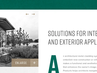 Split Screen Layout arrows clean concrete drop cap green rift tan ui website white space