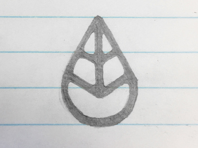 Water Drop + Leaf concept icon leaf lines mark monoline rounded sketch symbol
