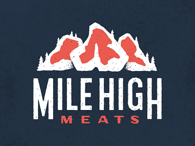 Mountains and Mountains of Meat colorado denver grain logo meat mountain range mountains nature rough steaks t bone texture trees white