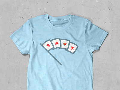 A New Chicago apparel chicago fabric flag illinois mark pride proud red white and blue rough shirt simple star stars symbol t-shirt texture wave waving windy city
