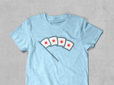 A New Chicago apparel chicago fabric flag illinois mark pride proud red white and blue rough shirt simple star stars symbol t shirt texture wave waving windy city