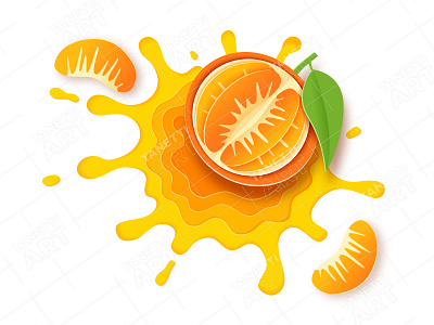 Tangerine. Vector illustration abstract applique beverage citrus cut out cut paper detox drink fresh juice illustration mandarin orange origami paper tangerine tropical vector