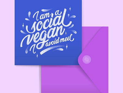 Social Vegan Card Design design graphic design handlettering illustration lettering postcard