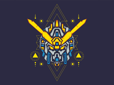 gundam Head branding design illustration logo ui ux vector