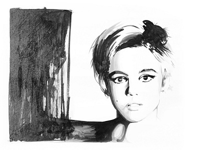 Edie blackandwhite edie sedgwick illustration ink painting