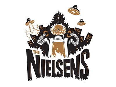 The Nielsens aliens band city edmonton illustration punk silkscreen the nielsens yeg
