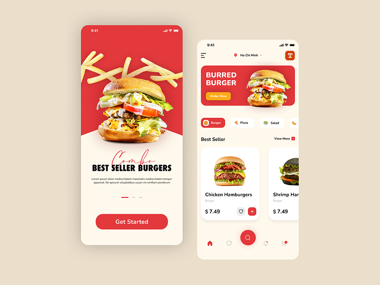 Burger mobile app by tranhuynh.uiux on Dribbble