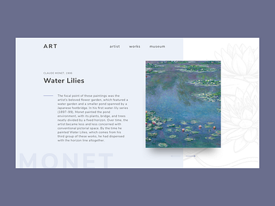 Water Lilies painting design illustration layout minimal monet painting typography ui ux