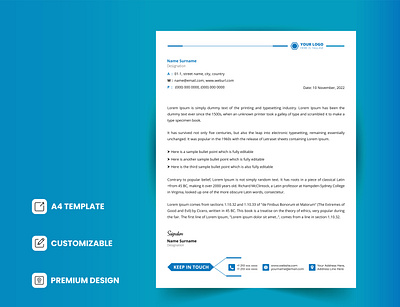 A4 Size Clean & Unique Letterhead Design Template a4 blue brand design business corporate design editable flat formal green identity letter letterhead letterhead design letterhead template letterheads minimalist modern official proposal