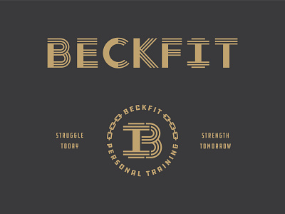 Beckfit Personal Training Branding badge branding dumbbell emblem exercise letter b logotype monogram personal training stamp strength weight lifting wordmark workout