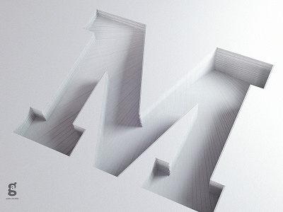 M Paper Cut / R&D Exploration 3d cgi lettering paper type