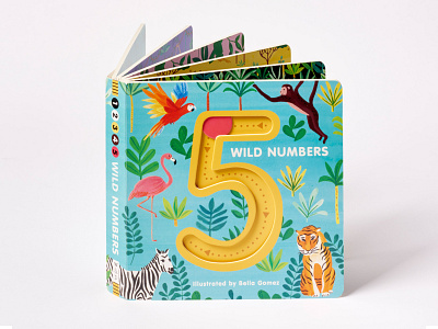 5 Wild Numbers Childrens Book animals book childrens educational illustration painting pattern print tropical