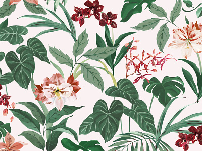 Wallpaper for Saatchi & Saatchi Event botanical floral mural packaging surface pattern surfacedesign tropical wallart wallpaper