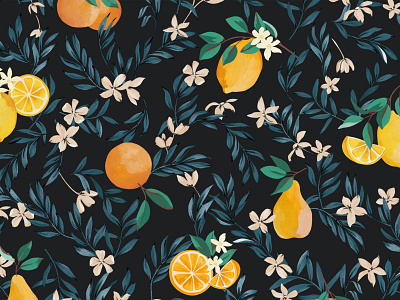 Vicomte A fruit graphics hand painted placement artwork repeat pattern surface pattern textile design
