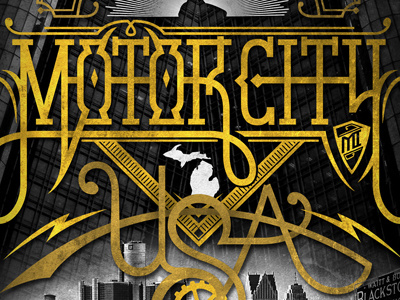 Motor City - USA apparel art art print detroit michigan motor city tee the mighty mitten
