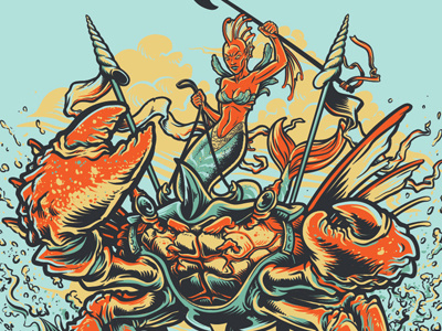 The Queen crab illustration mermaid warrior