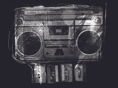 Doombox boom box cassette retro skull stereo tapes