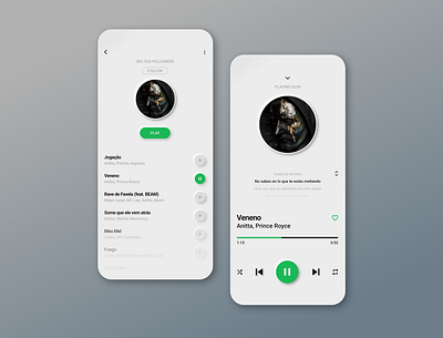 Music Player app clear colors cover digital gradient green light minimal mobile mobile ui music music player neumorphic neumorphism redesign round shadow ux