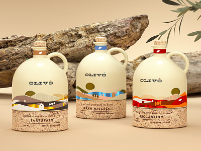 Olivo - Extra Virgin Olive Oil 3d 3d art 3d render brand identity branding design illustration italy label label packaging labeldesign madeinitaly oil oil bottle olive branch olive oil packaging packaging design texture