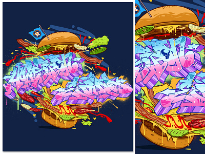 Houston Burger Graffiti Illustration