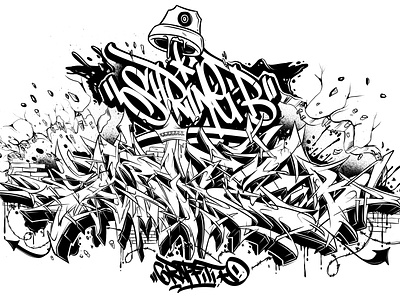 "Shrine B" Wildstyle Graffiti Illustration